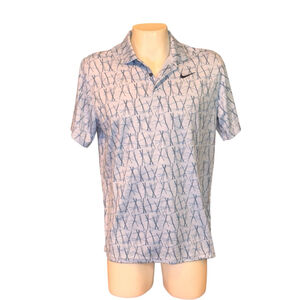 Men's Nike Light Blue Dark Blue needle Pattern Golf Polo Shirt Size L